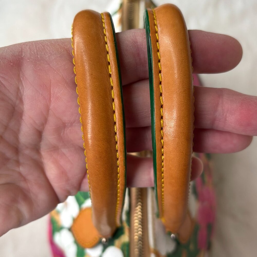 Dooney & Bourke Pink & White Pansy Flower Design With Basketweave Satchel - Picture 5 of 16